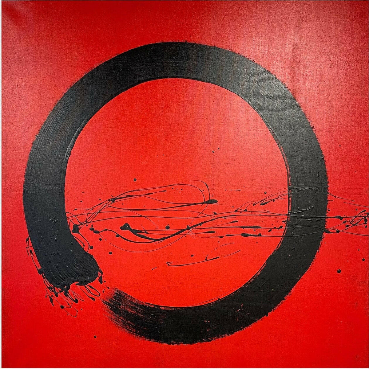 Abstract Black Circle Painting.