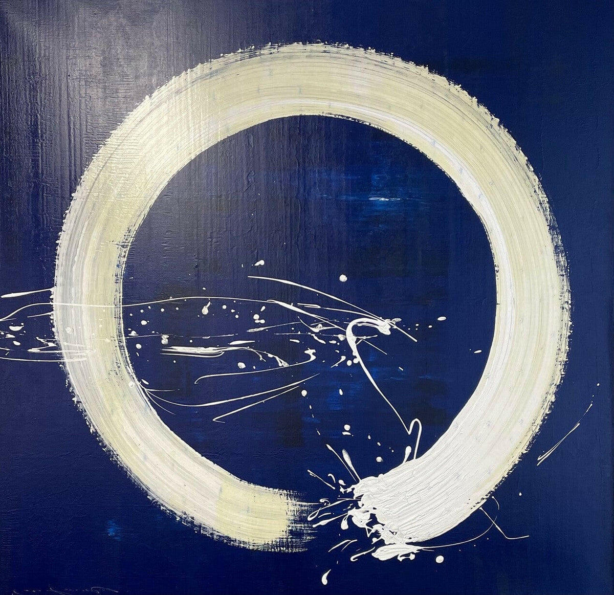 Abstract White Circle Painting.
