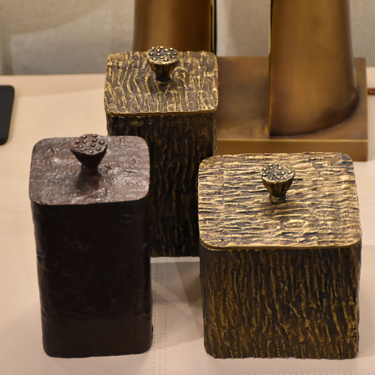 Eccotrading Design London Accessories Arunya Square Canister Bronze Dorato House of Isabella UK