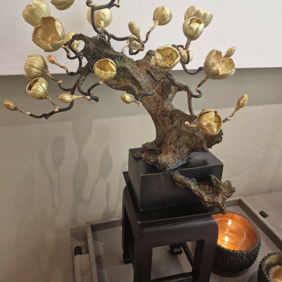 Bronze Blossom Table Sculpture.