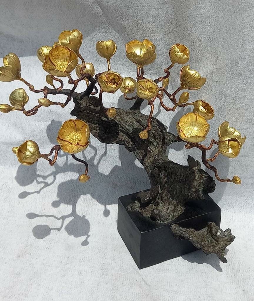 Bronze Blossom Table Sculpture.