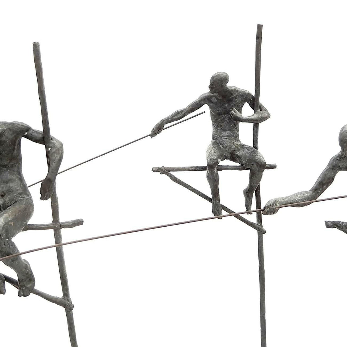Bronze Fishermen On Tall Stand.