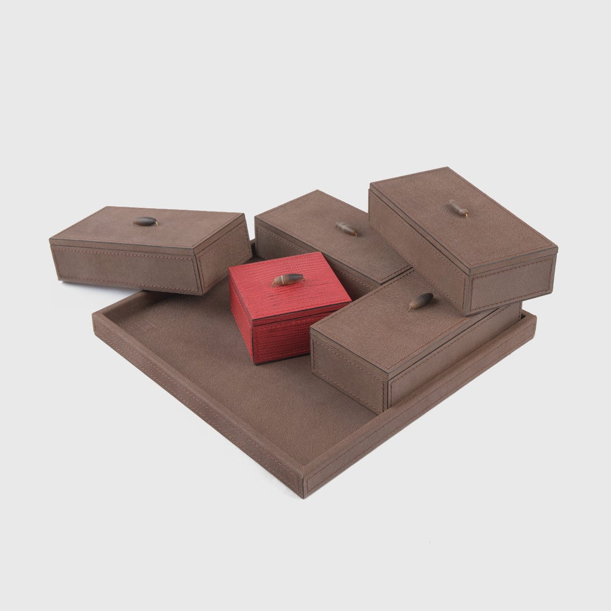 Eccotrading Design London Accessories Desk Set Suede/Red Leather House of Isabella UK