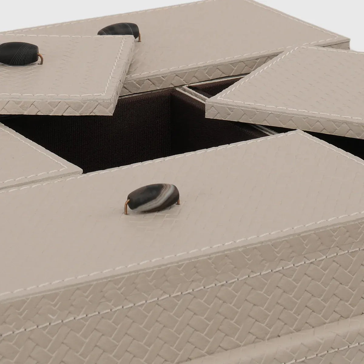 Eccotrading Design London Accessories Desk Set Woven Pumice Leather House of Isabella UK