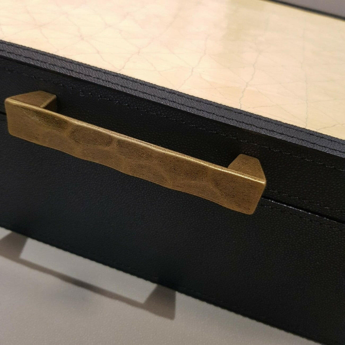 Leather Box Small Gesso Black Leather.