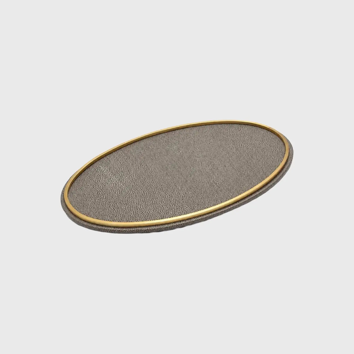 Eccotrading Design London Accessories Oval Tray Metal Trim Grey Shagreen House of Isabella UK