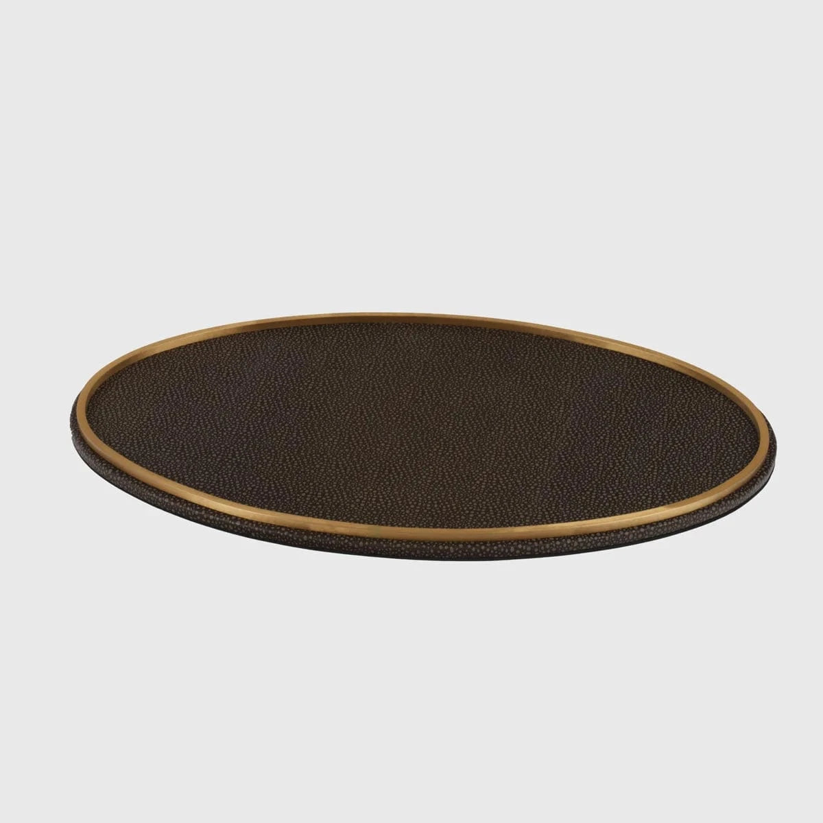 Eccotrading Design London Accessories Oval Tray with Metal Trim in Faux Shagreen Leather House of Isabella UK