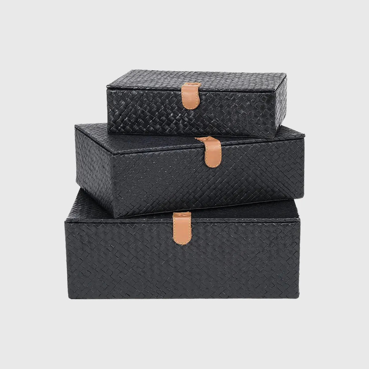 Eccotrading Design London Accessories Pandanus Black Set of 3 Boxes House of Isabella UK