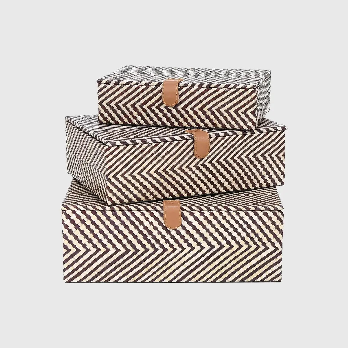 Eccotrading Design London Accessories Pandanus Zig Zag Set of 3 boxes House of Isabella UK