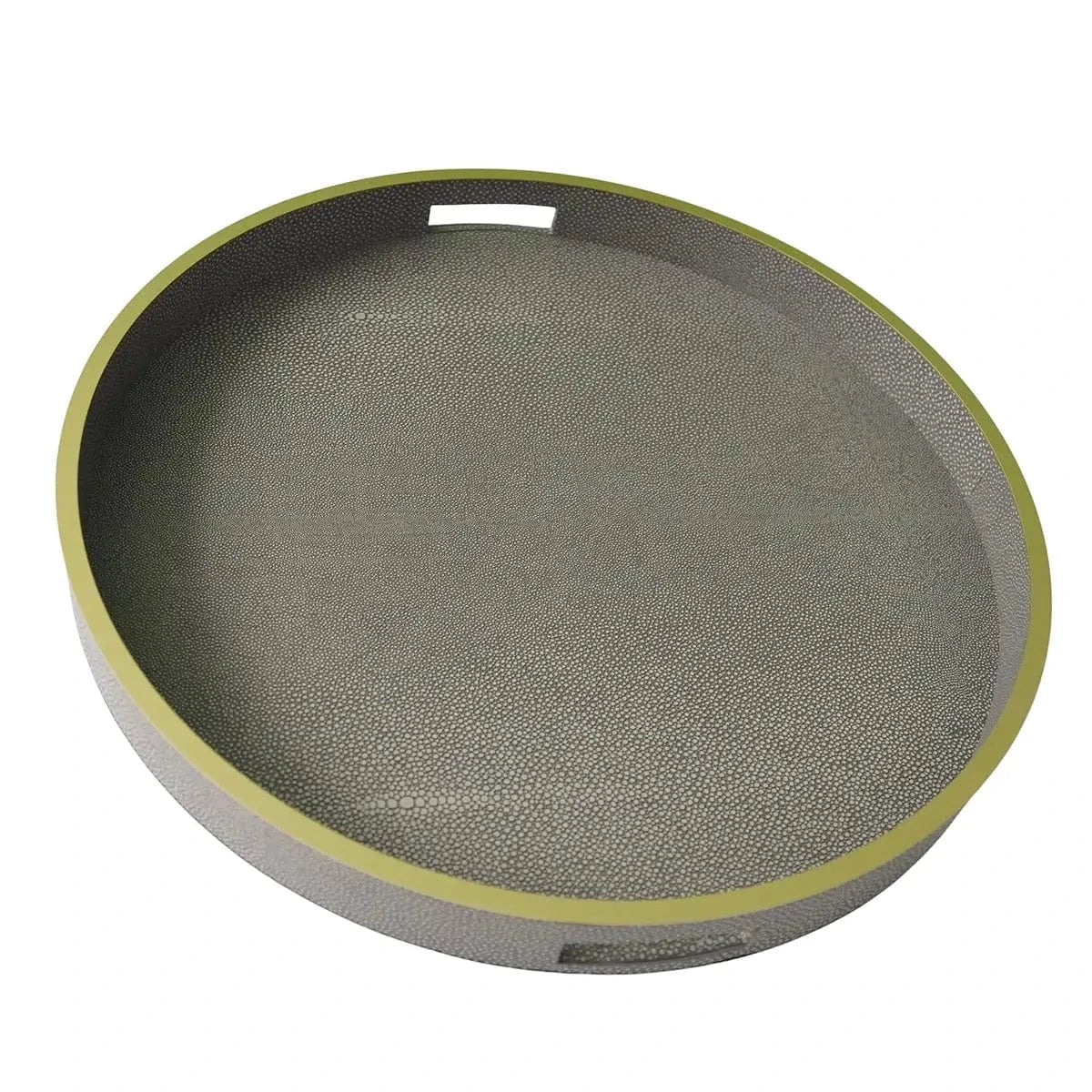 Eccotrading Design London Accessories Paragon Round Tray Grey Shagreen Leather House of Isabella UK