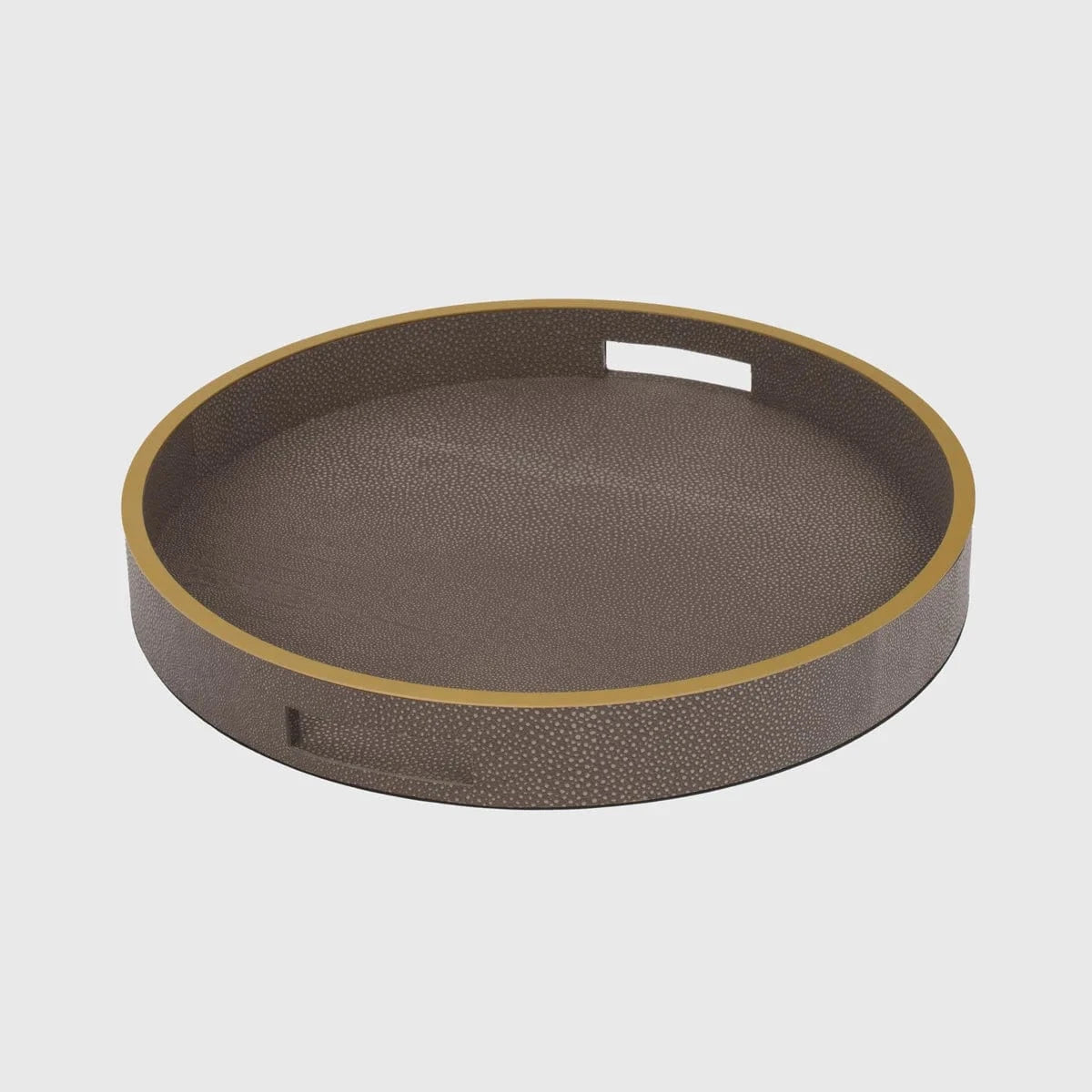 Eccotrading Design London Accessories Paragon Round Tray Grey Shagreen Leather House of Isabella UK