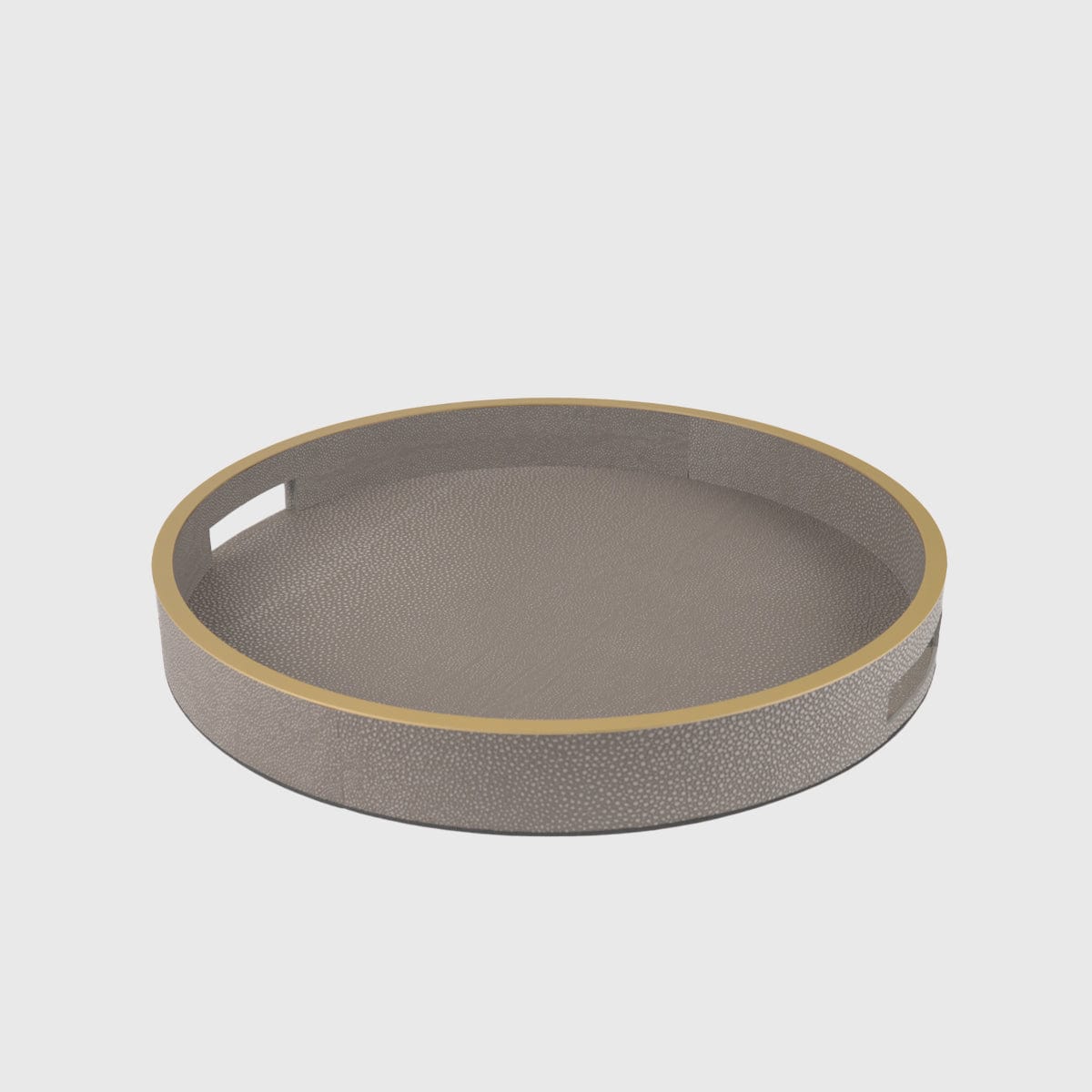 Eccotrading Design London Accessories Paragon Round Tray Grey Shagreen Leather House of Isabella UK