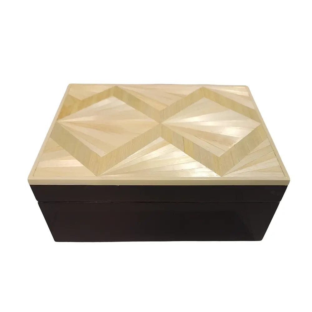 Straw Marquetry And Nickel Box.