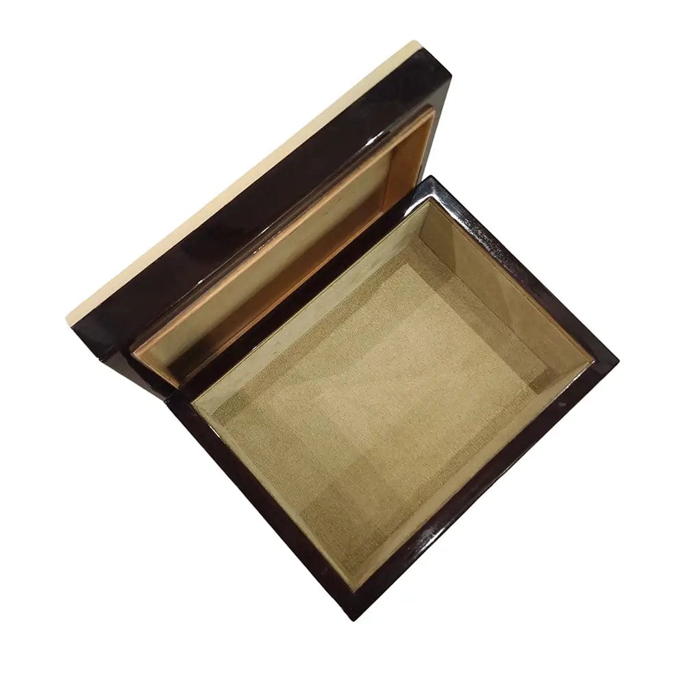 Straw Marquetry And Nickel Box.