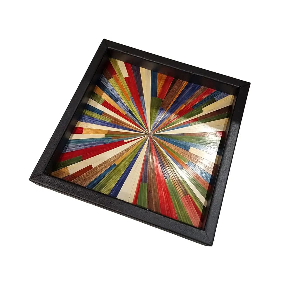Straw Marquetry Tray Starburst.