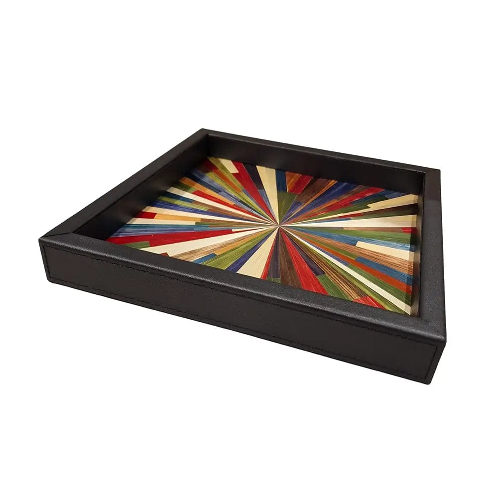 Straw Marquetry Tray Starburst.