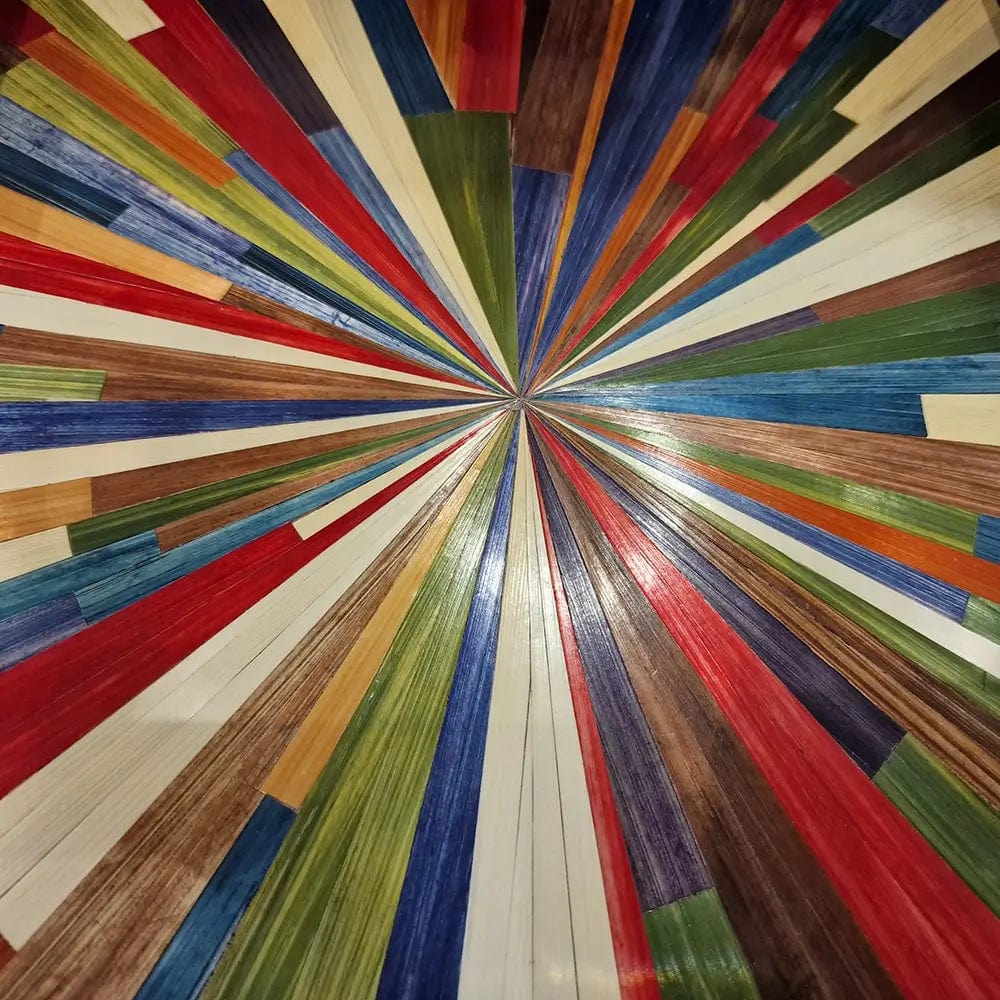 Straw Marquetry Tray Starburst.