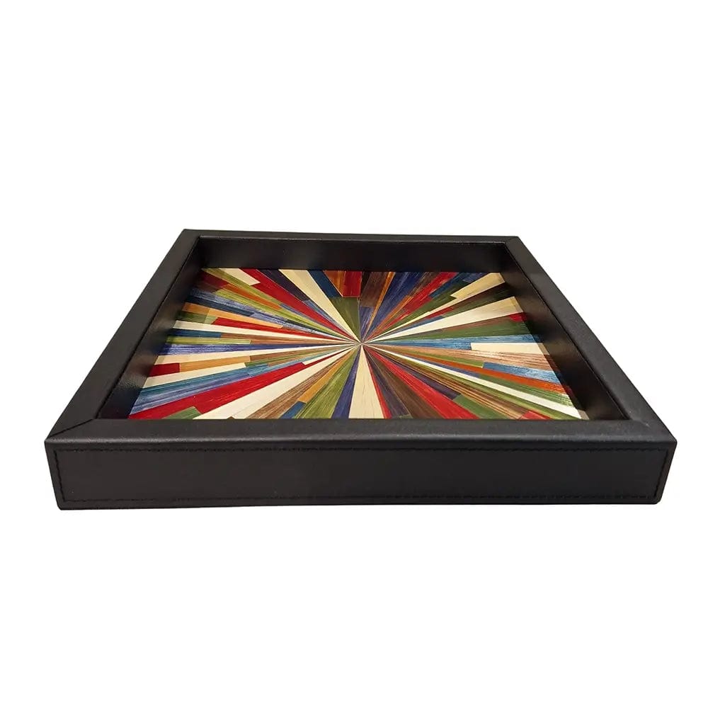 Straw Marquetry Tray Starburst.