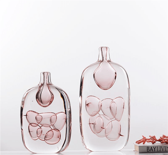 Eccotrading Design London Accessories Studio Art Glass MAY32153 Studio Art Glass MAY32153 - Elegant Abstract Design with Pink Air Bubbles Inspired by Murano Technique House of Isabella UK