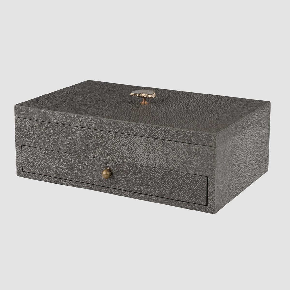 Treasure Box Grey Shagreen Leather.