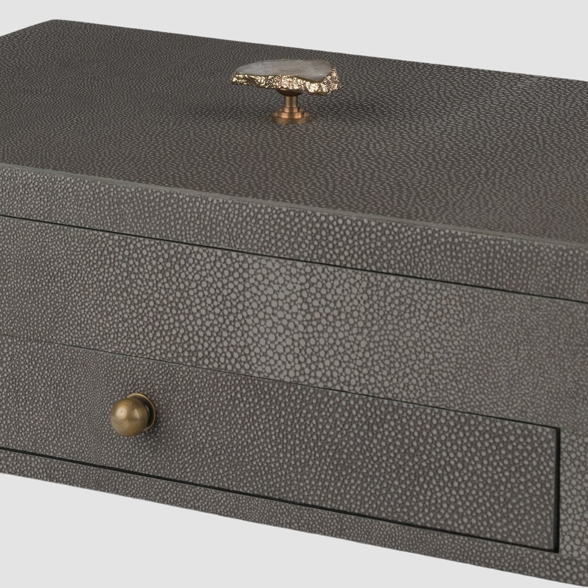 Treasure Box Grey Shagreen Leather.