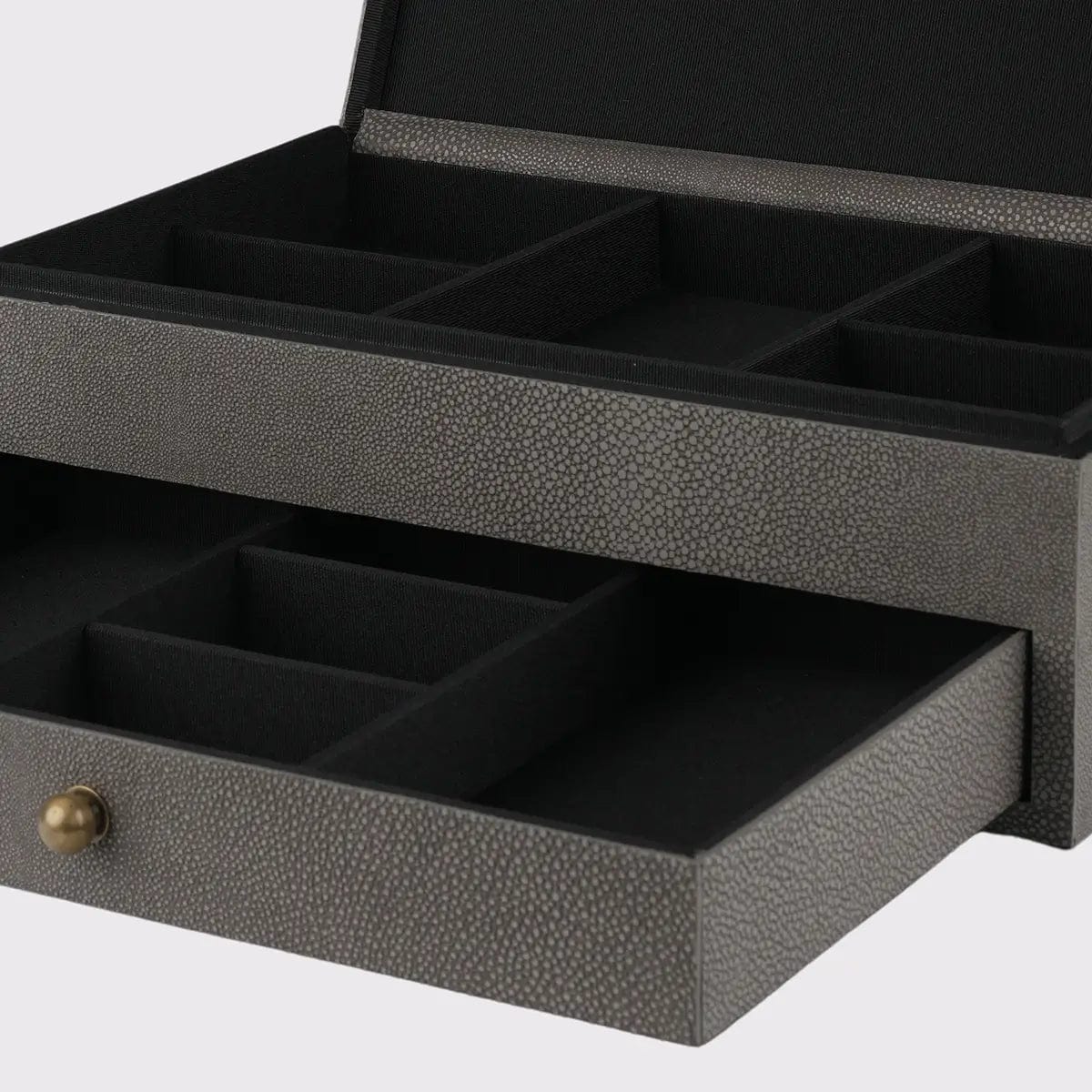Treasure Box Grey Shagreen Leather.