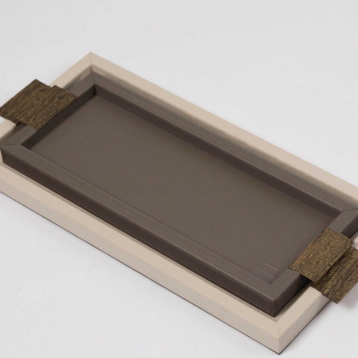 Wode Tray Rectangle Putty Leather.