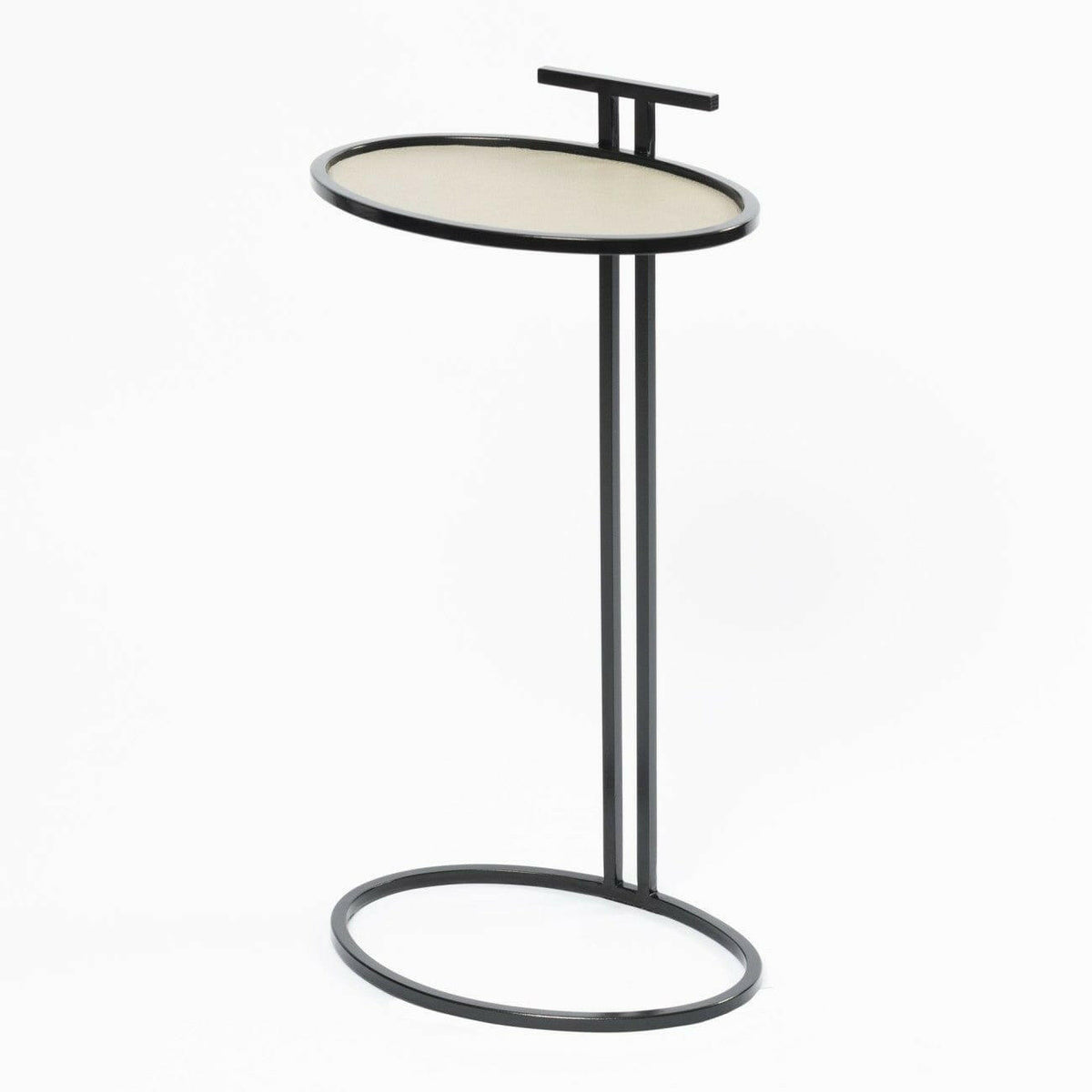 Cocktail Table Oval French Grey Leather.