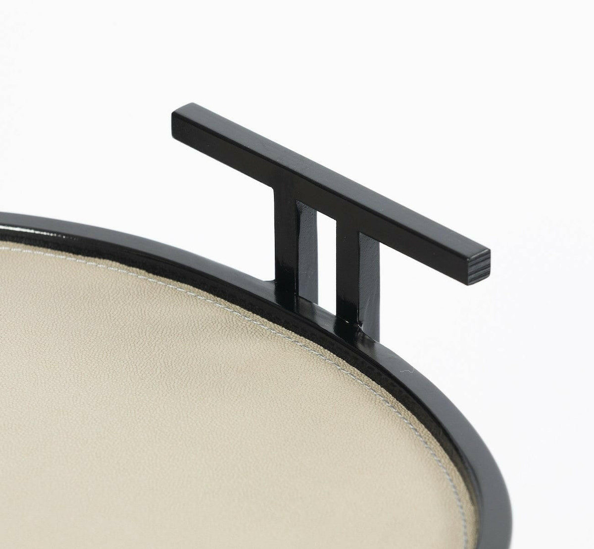 Cocktail Table Oval French Grey Leather.