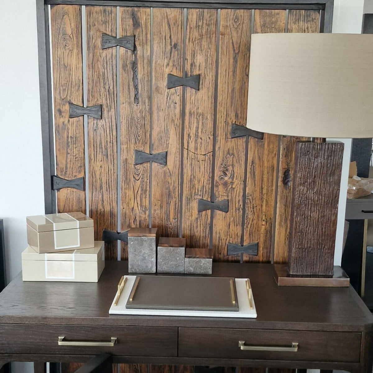 Wode Table Lamp Antique Bronze.