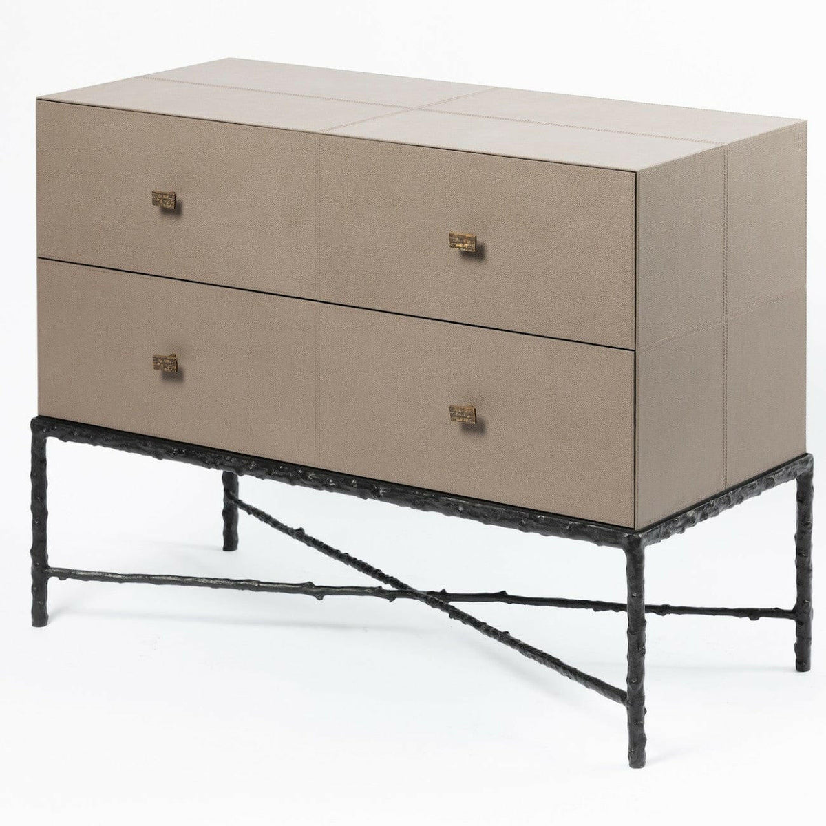 Arun Chest Bronze 2 Drawer Putty Leather.