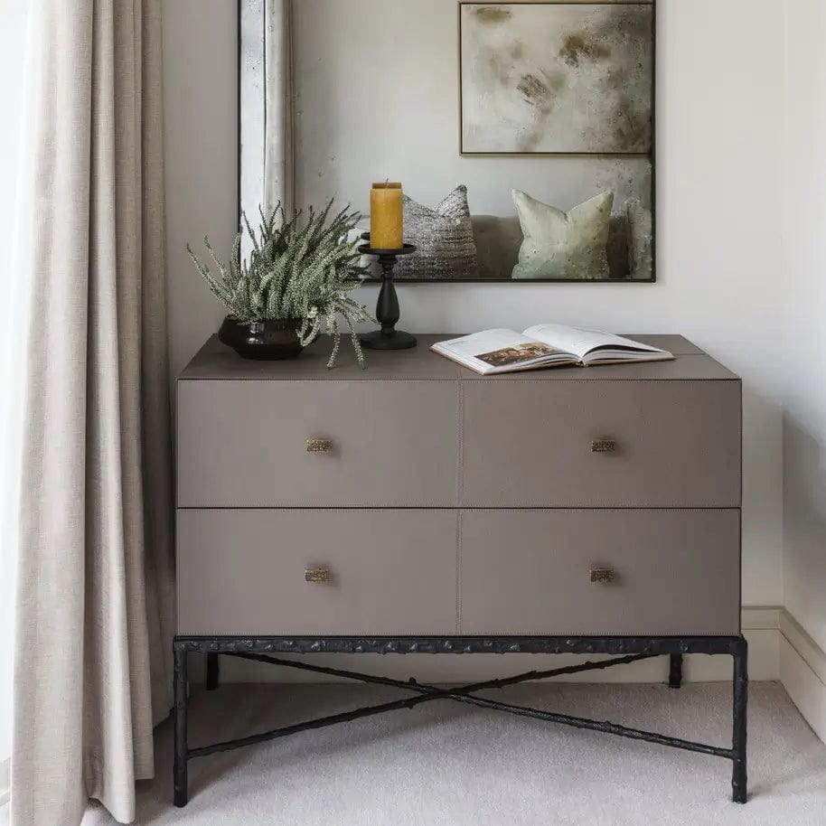 Arun Chest Bronze 2 Drawer Putty Leather.