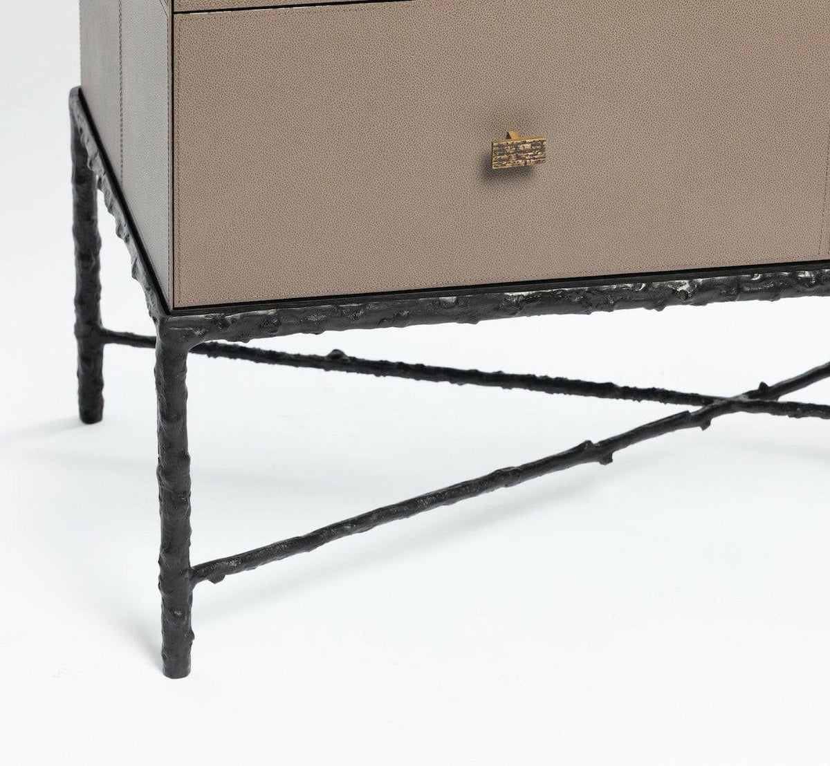 Arun Chest Bronze 2 Drawer Putty Leather.