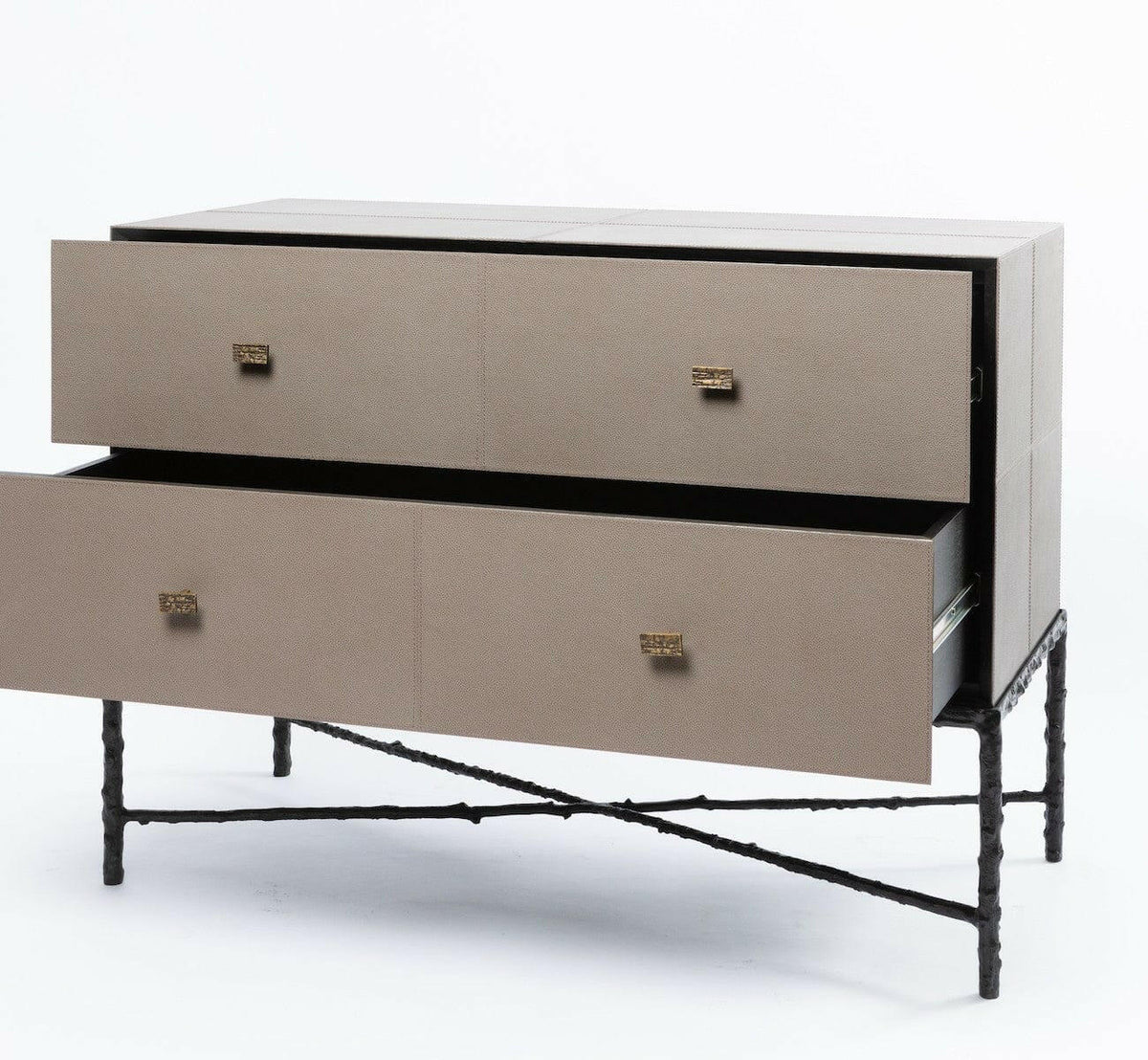 Arun Chest Bronze 2 Drawer Putty Leather.