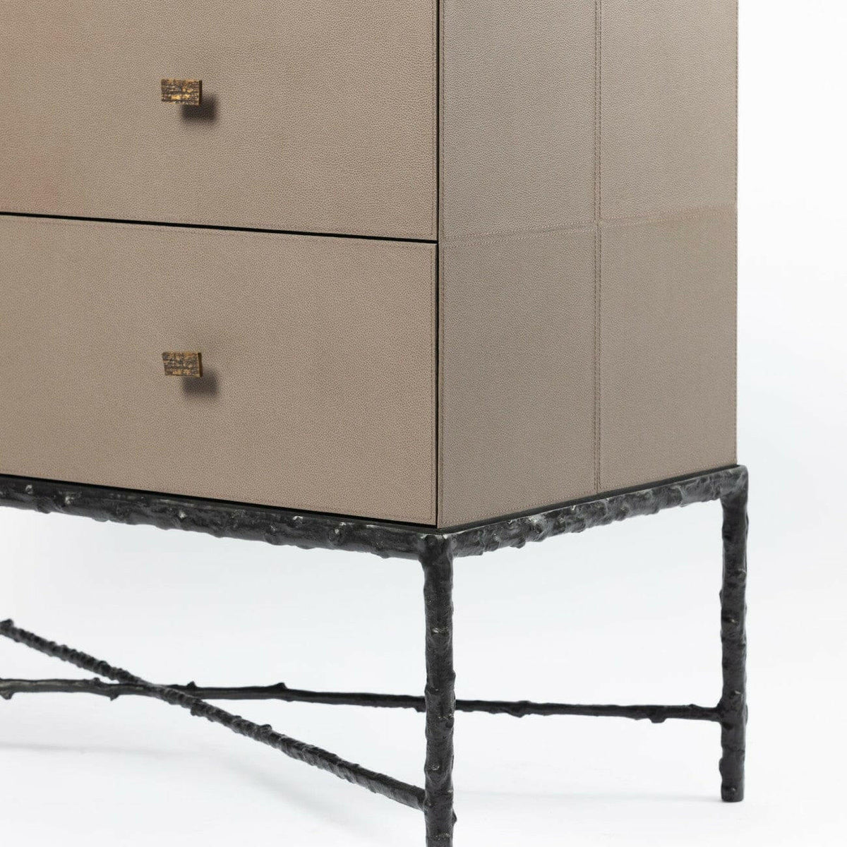 Arun Chest Bronze 2 Drawer Putty Leather.