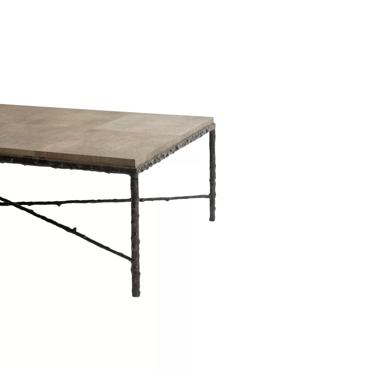 Arun Coffee Table Bronze Shimmer Shagreen Leather.