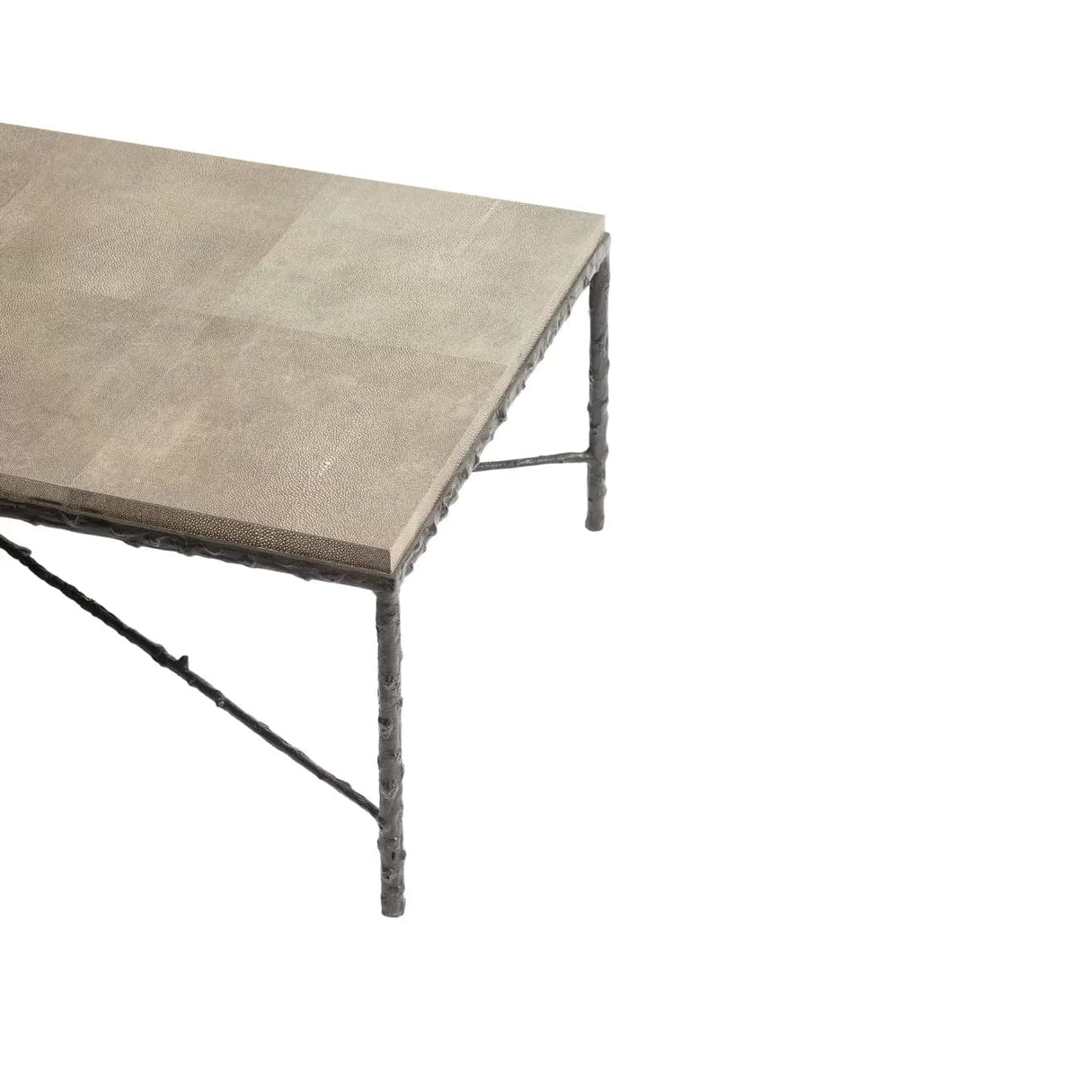 Arun Coffee Table Bronze Shimmer Shagreen Leather.