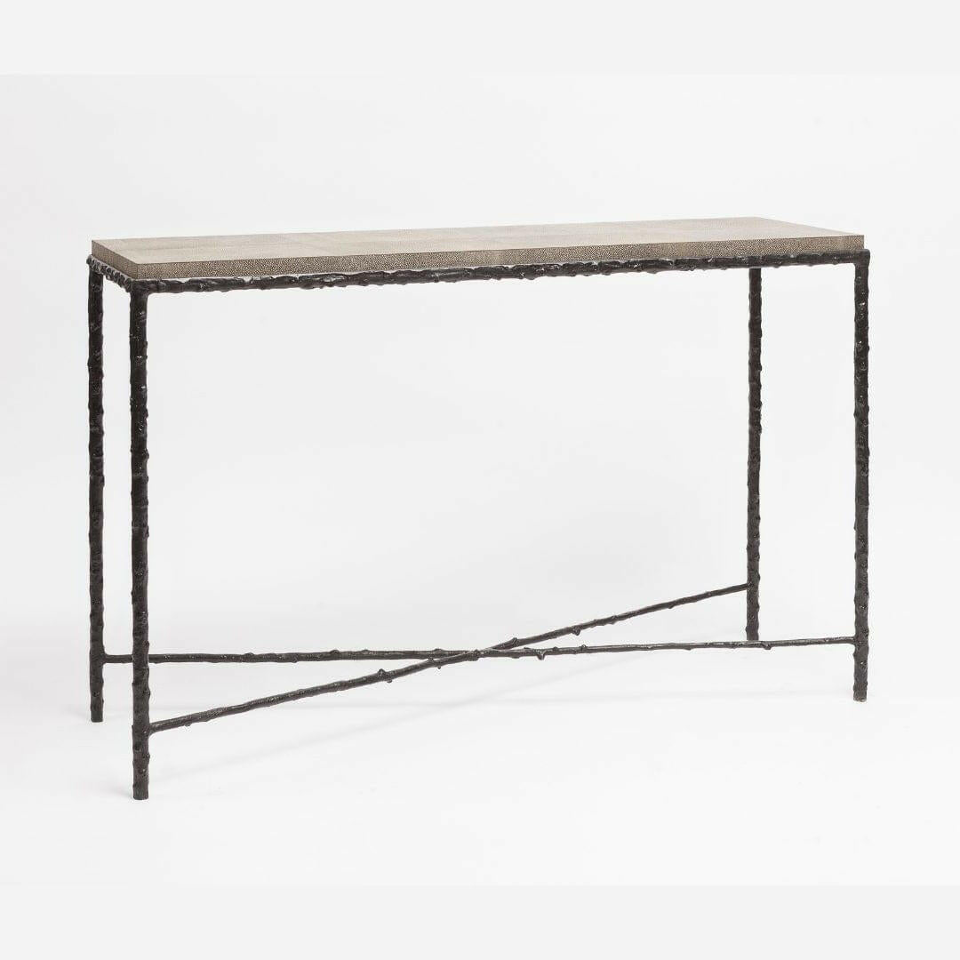 Arun Console Bronze Shimmer Shagreen Leather.