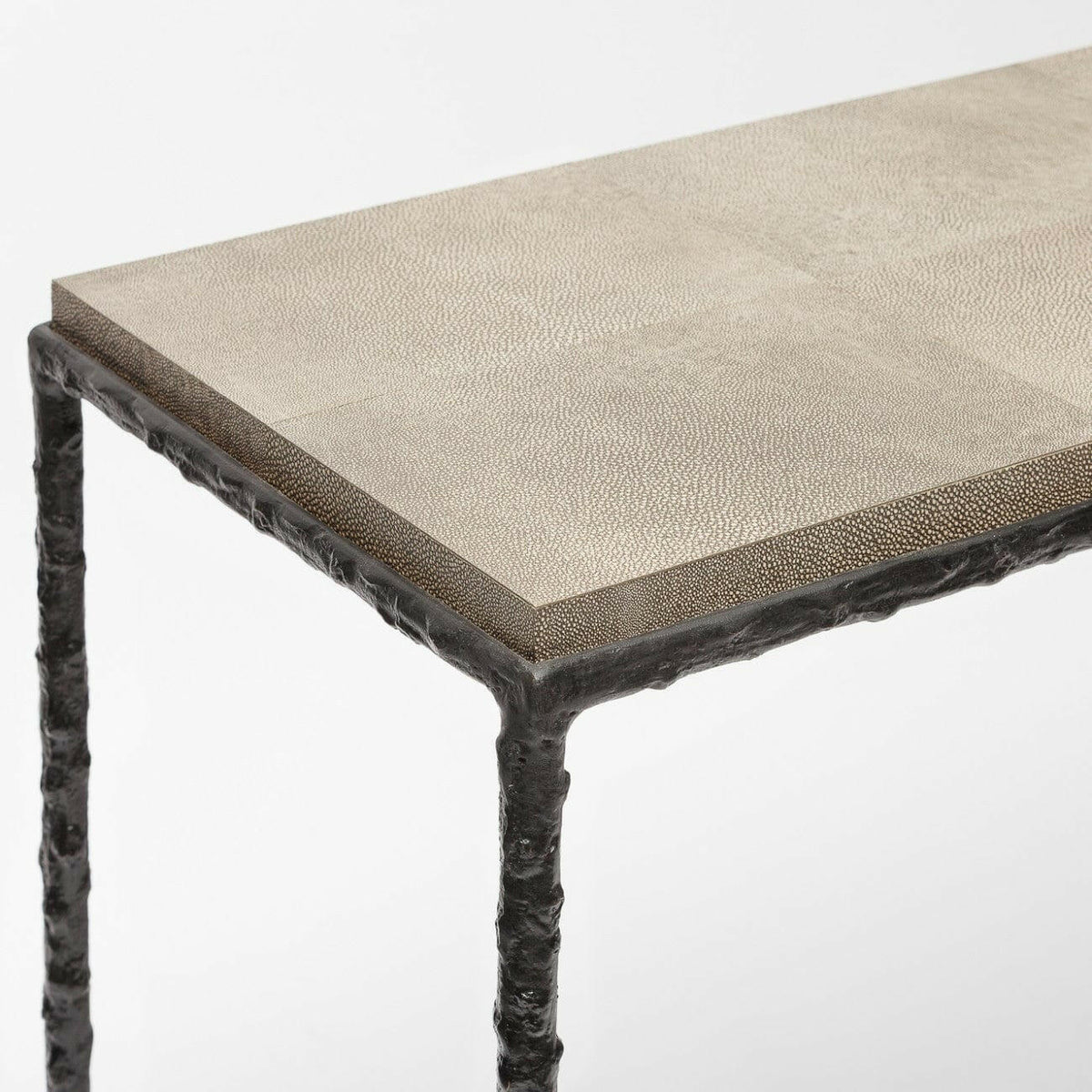 Arun Console Bronze Shimmer Shagreen Leather.