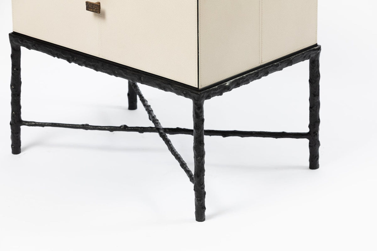 Eccotrading Design London Living Arun Table Bronze 1 Drawer Pumice Leather House of Isabella UK