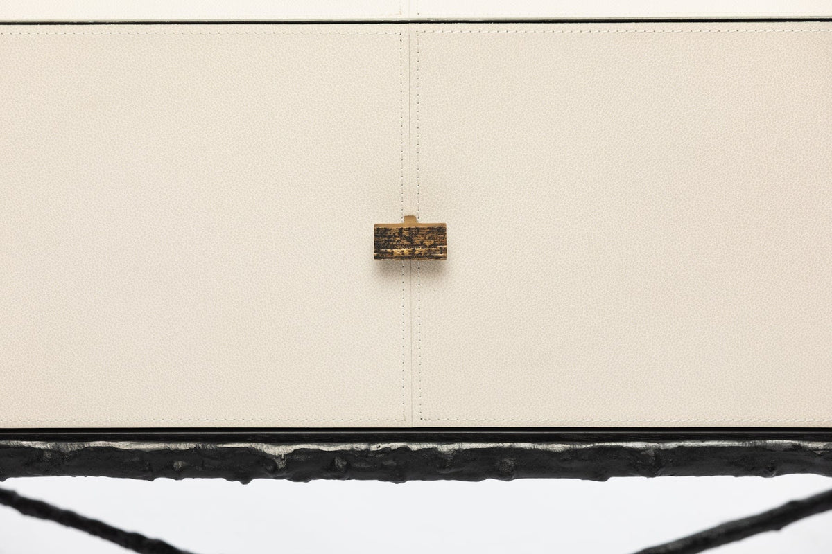 Eccotrading Design London Living Arun Table Bronze 1 Drawer Pumice Leather House of Isabella UK