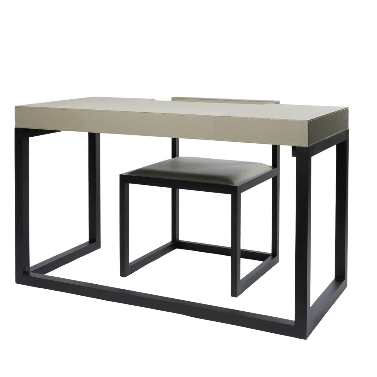 Eccotrading Design London Living Compact Desk and Chair French Grey Leather House of Isabella UK