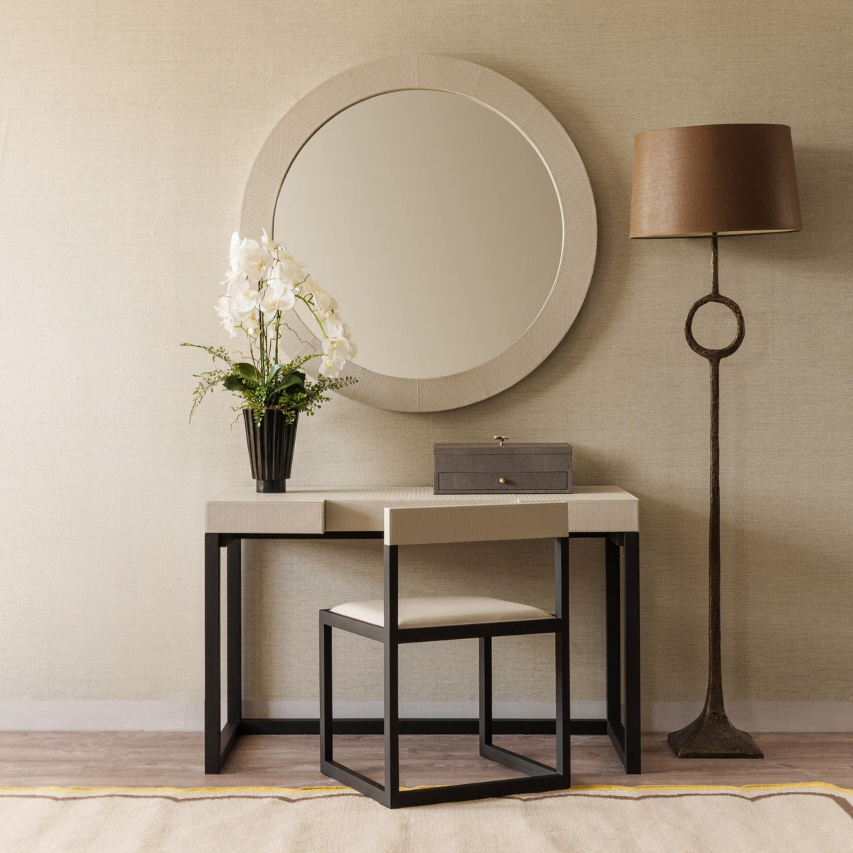 Eccotrading Design London Living Compact Desk and Chair Woven Pumice Leather House of Isabella UK