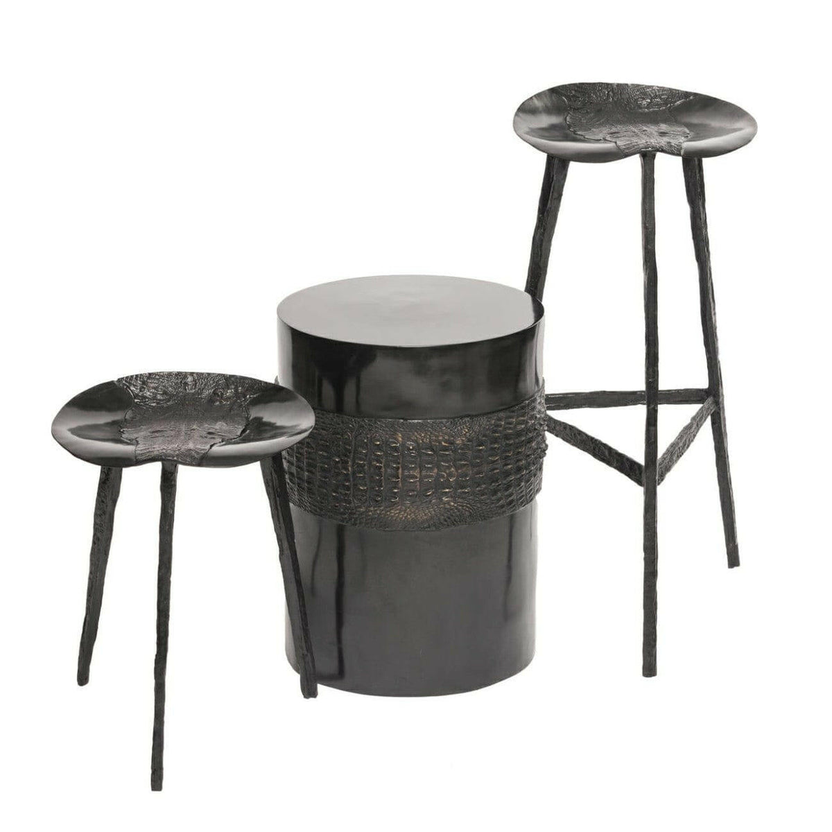 Croc' Stool Bronze Nera.