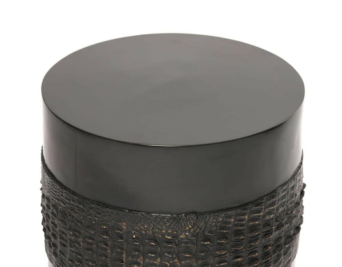 Crocodile Bronze Drum Stool.