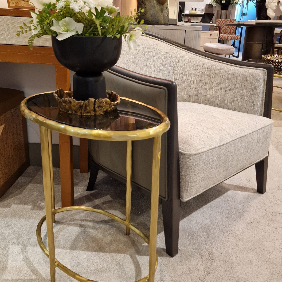 Eccotrading Design London Living Forged Oval Side Table Bronze Satin Gilt House of Isabella UK