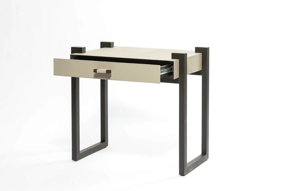 Eccotrading Design London Living Linea Nera Side Table French Grey Leather House of Isabella UK
