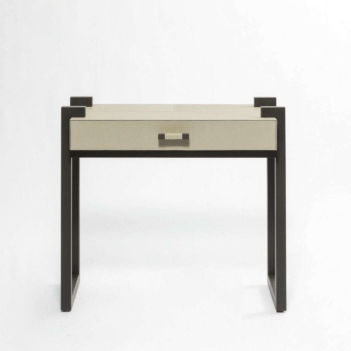 Linea Nera Side Table French Grey Leather.