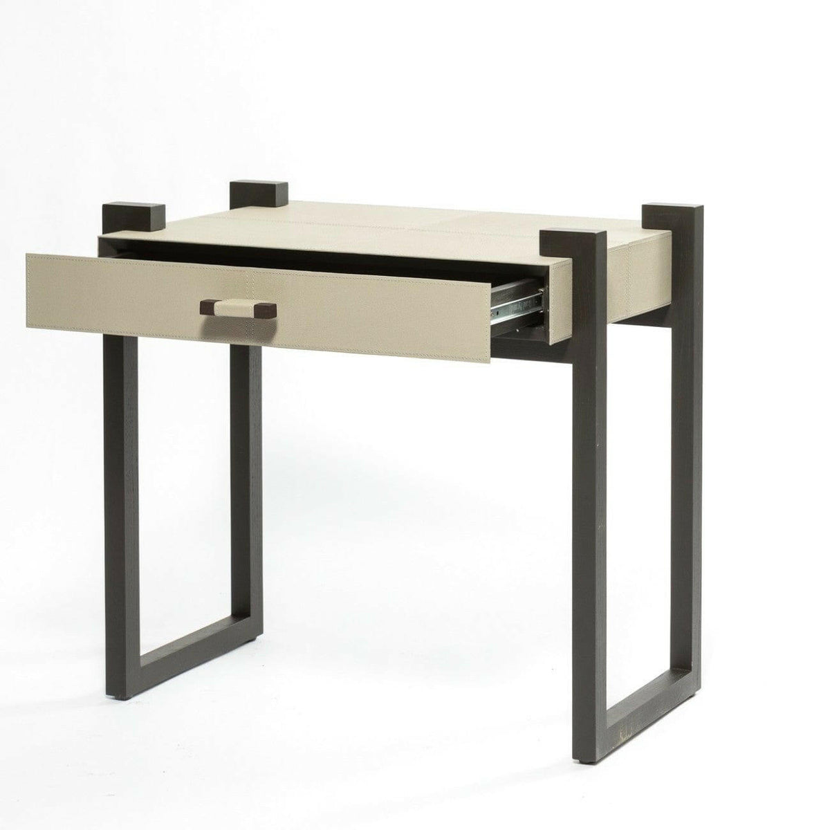 Linea Nera Side Table French Grey Leather.