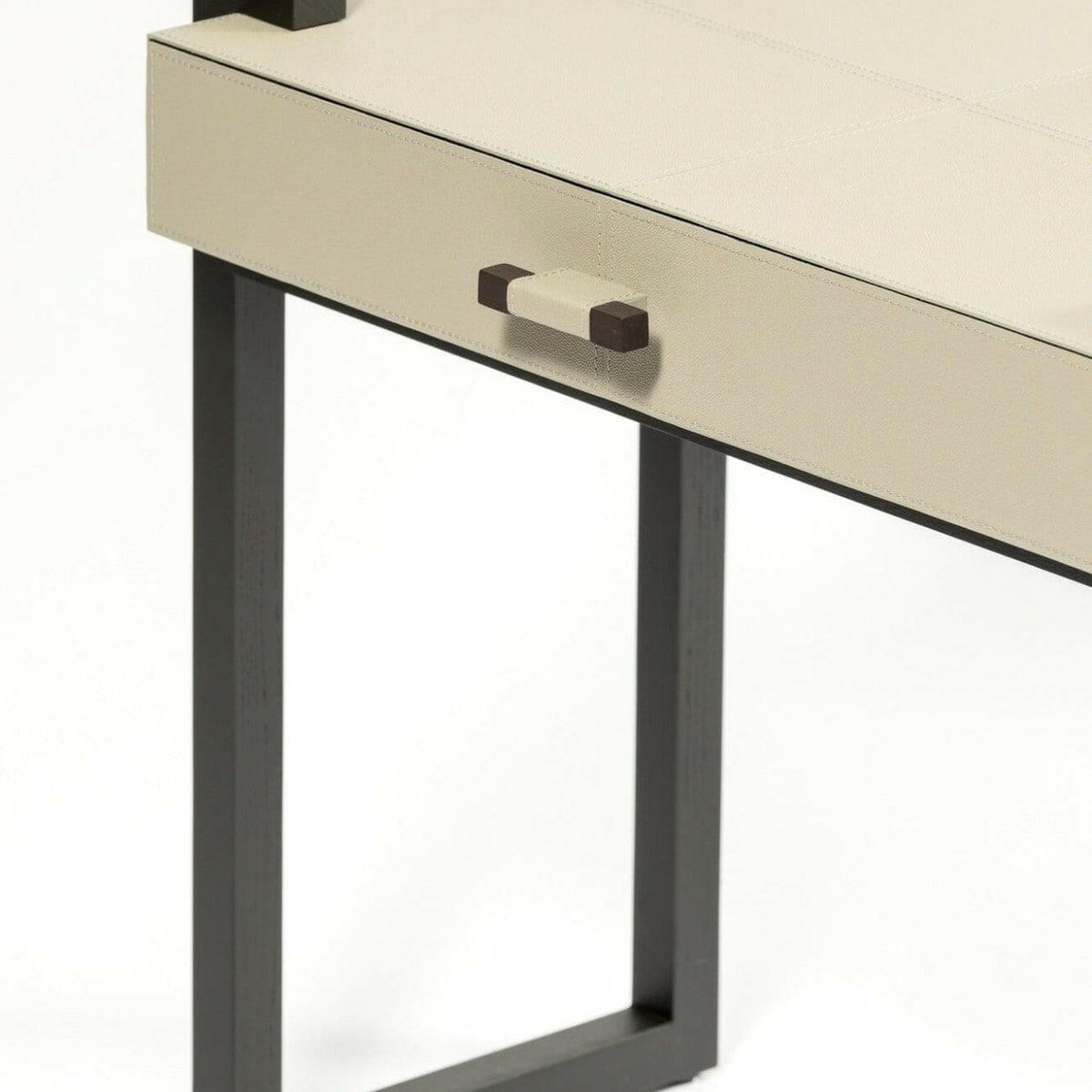 Linea Nera Side Table French Grey Leather.